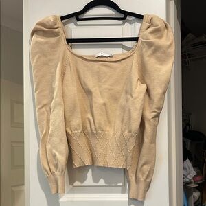 Elegant Cream Sweater with Puff Sleeves